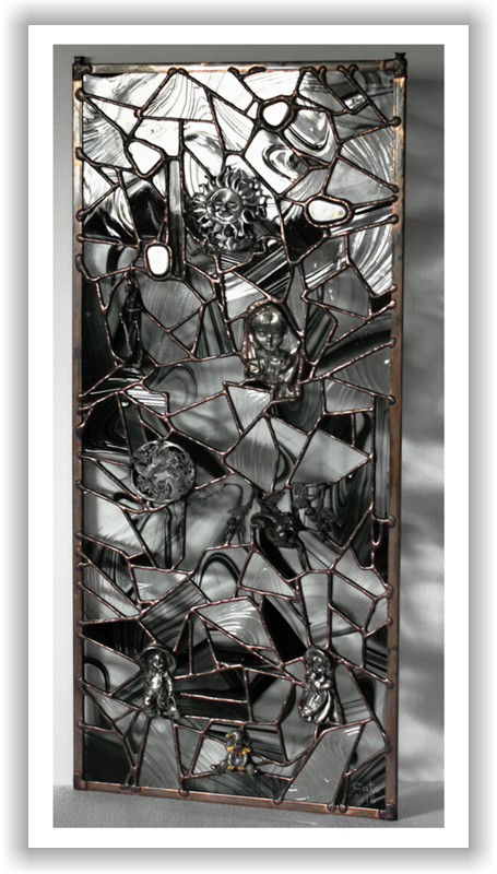 bas-relief in glass and metal