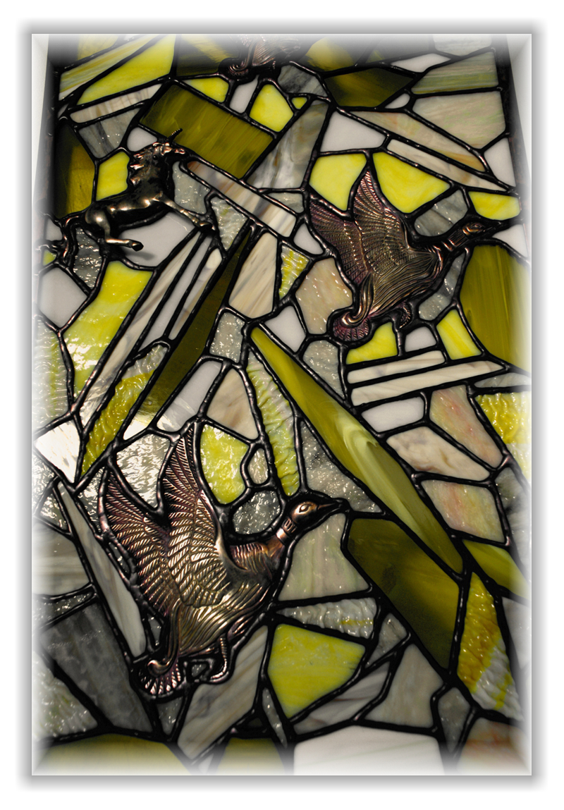 bas-relief in glass & metal